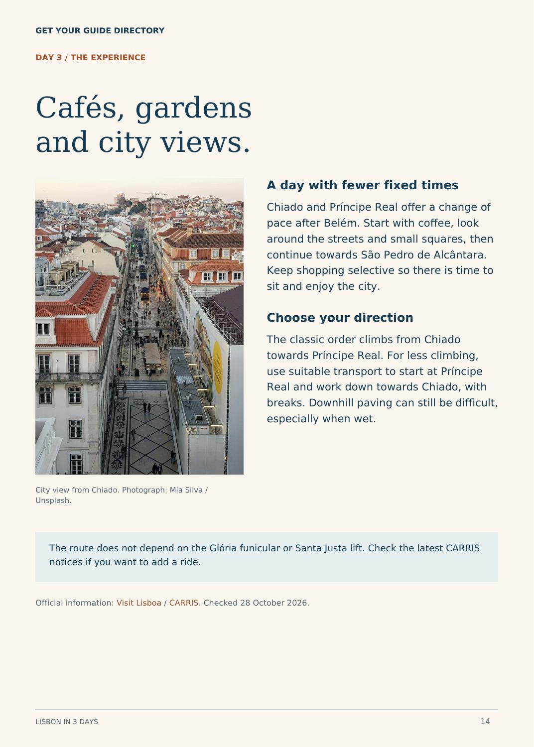 Illustrated Lisbon travel guide sample showing Chiado rooftops