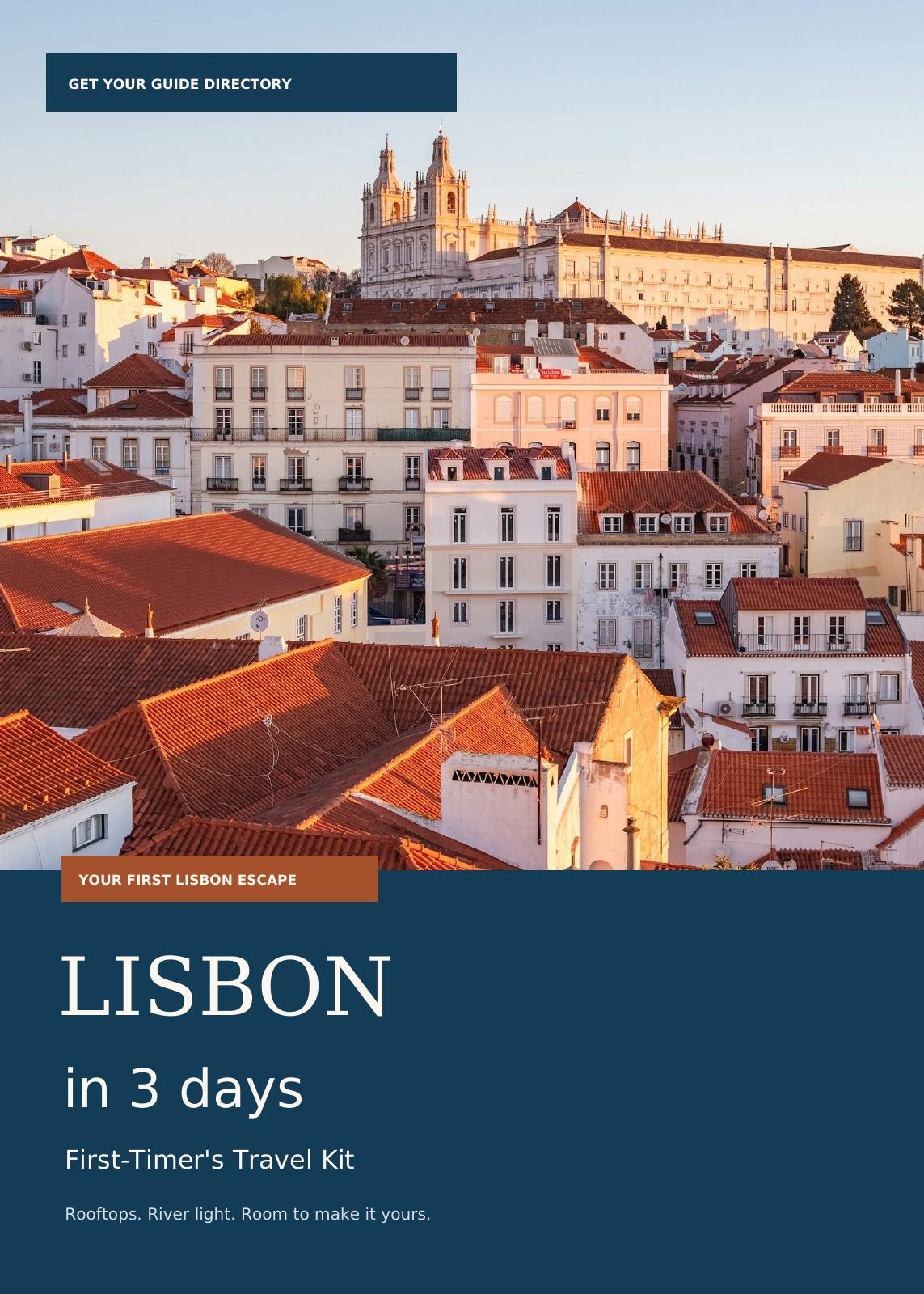 Lisbon in 3 Days — Travel Kit Cover Lisbon in 3 Days travel guide cover featuring Alfama rooftops