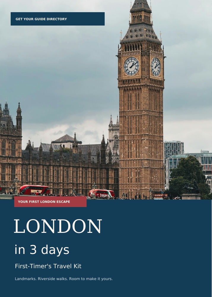 London in 3 Days travel kit cover featuring Big Ben and the Thames