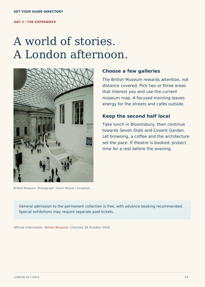 London — British Museum Preview Illustrated British Museum page from the London travel kit